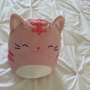 Squishmallow paulita the cat‎ pink tabby closed eyes 8”